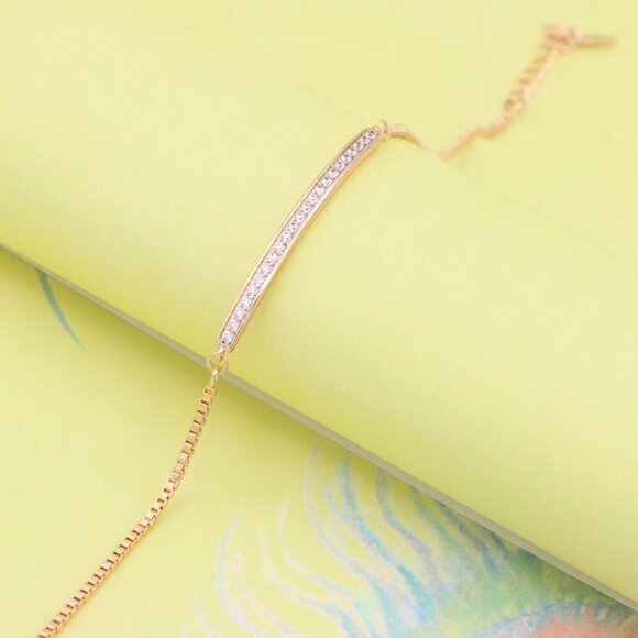 "Elegant Rose Gold Bracelet with Sparkling Crystal Bar Accent, XPBL1011 - Picture 2 of 12